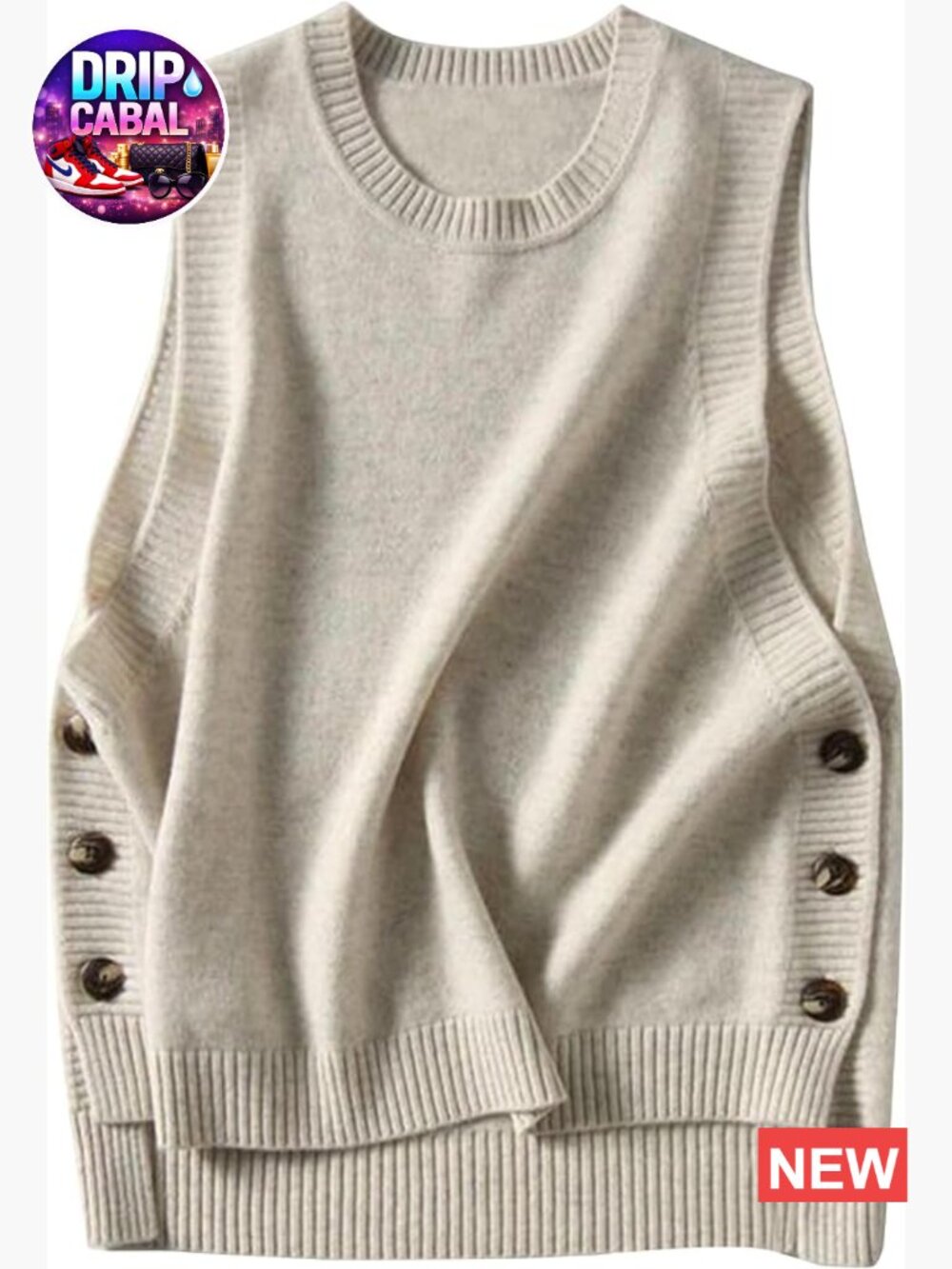 Sleeveless Ribbed Knit Sweater Vest Top Pullover